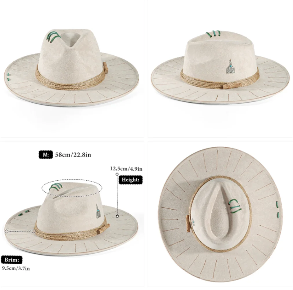 Handmade Fedora Hat suede Men's and Women's Hat feather vintage Fashion Jazz hat Top hats flat Panama sombrero mujer British hat