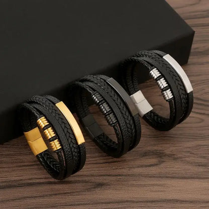 Classic Men's Leather Bracelet New Style Hand-woven Multi-layer Combination Accessory Fashion Man Jewelry