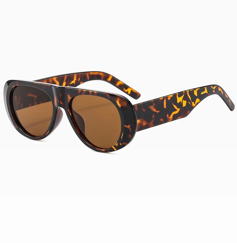Vintage Big Frame Ellipse Women Square Sunglasses Brand Black Round Cool Men Sunglasses One Piece Designer Pilot Sun Glasses