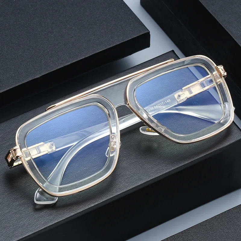 Transparent HD Anti Blue Light Reading Glasses Luxury Brand Punk Square Eyeglasses Women Men Reader Farsighted Eyewear Okulary