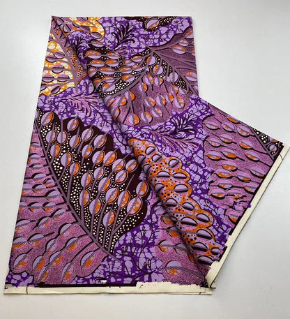 100%Certified Grand Super African Wax Nigerian GlitterGlam Gold Embellished Ankara Wax Printed Fabric Real Original For Sewing