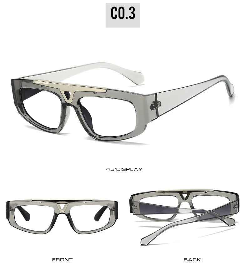 Brand Square Blue Light Blocking Men Reading Glasses Fashion Yellow Small Frame Double Bridge Hollowing Out Prescription Glasses