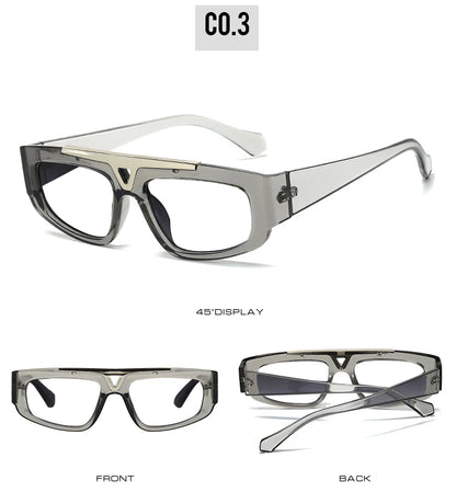 Brand Square Blue Light Blocking Men Reading Glasses Fashion Yellow Small Frame Double Bridge Hollowing Out Prescription Glasses