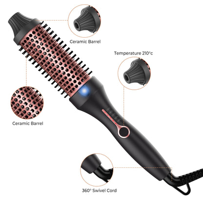 Professional 3 In 1 Curling Iron Brush Double PTC Heated Thermal Brush  Ceramic Ionic Hot Brush Heated Anti-Scald Curling Wand