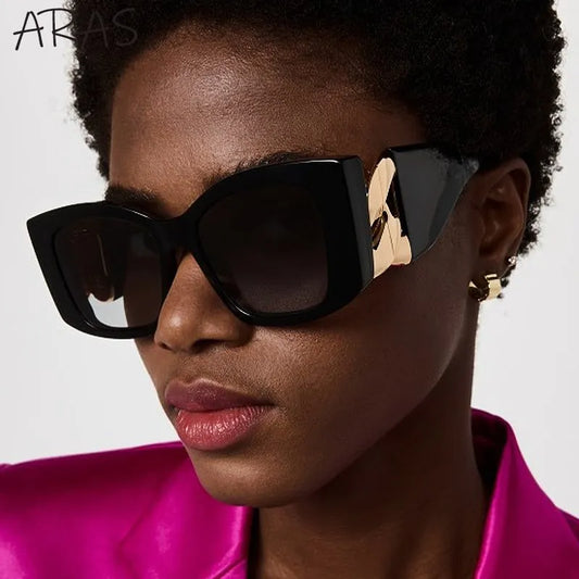 Oversized Cat Eye Sunglasses Women 2024 Luxury Brand Fashion Square Sun Glasses Men Vintage Big Frame Sunglass Gradient Shades
