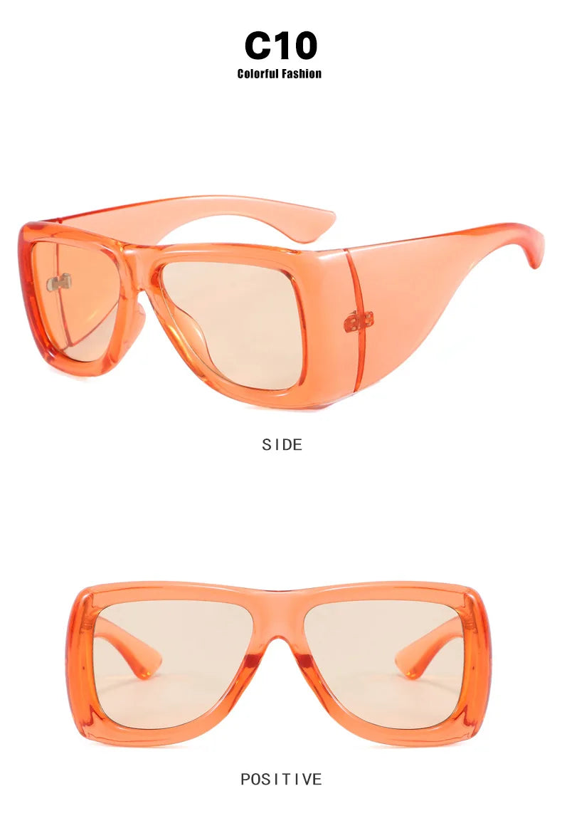 QVQV Trendy Oversized Square Sunglasses Women Men Luxury Brand Original Thick Frame Sunglasses Retro Outdoors Driving Shades