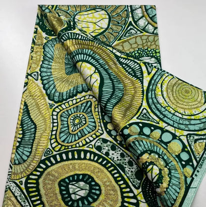 Newest Super Grand African Wax Glitter Glam Fabric Sprinkle Cotton Ankara Batik Material Pagne Wax Gold Print For Sew Uniform