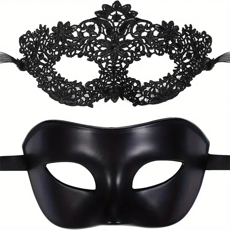 Venetian Couple Eye Mask, Half-face Mask for Halloween Dance, Graduation Party Headpiece for Role-playing Costume, Men and