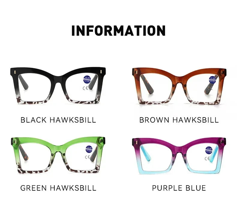 2025 New Style Reading Glasses for Women Fashion Men Oversized Square Prescription Glasses Large Frame Anti-blue Presbyopia