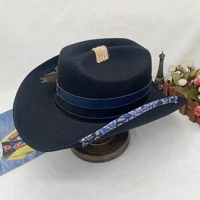 wool Derby Hat men hat male fedora with knot  felt hat for summer jazz disco hat for men black fedora hat small brim hat