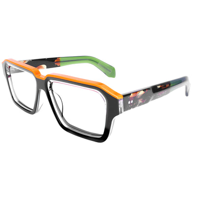 Luxury Acetate Eyeglass Frames Thick Wide Top Dual Tone Large Size Clear Lenses for Men and Women Prescription