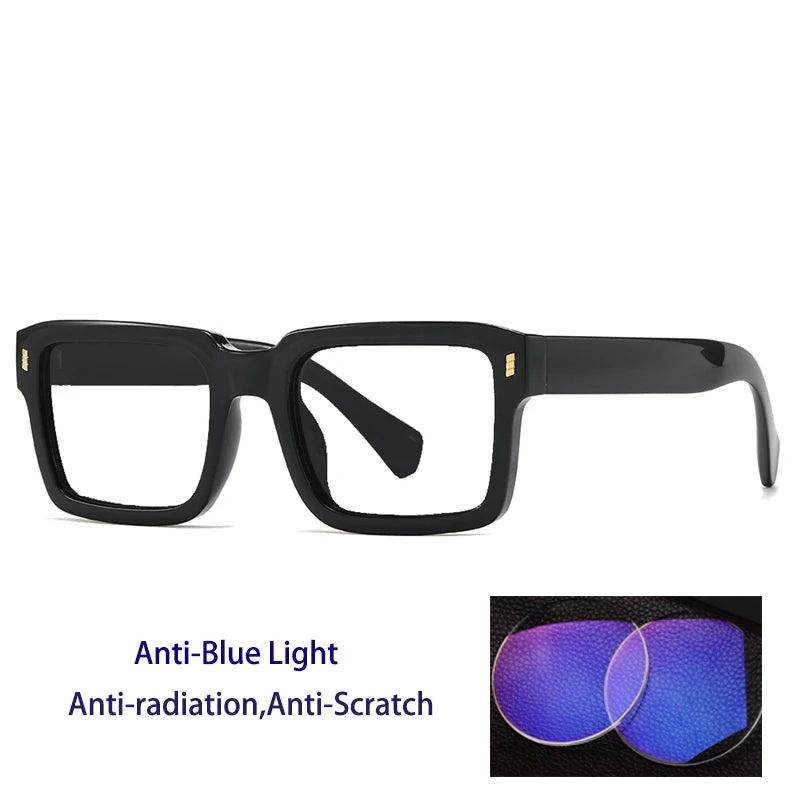 KOCOLIOR New Brand Design Square Board Anti Blue Light Reading Glasses for Men and Women Retro Glasses with Diopter 0 to+6.0
