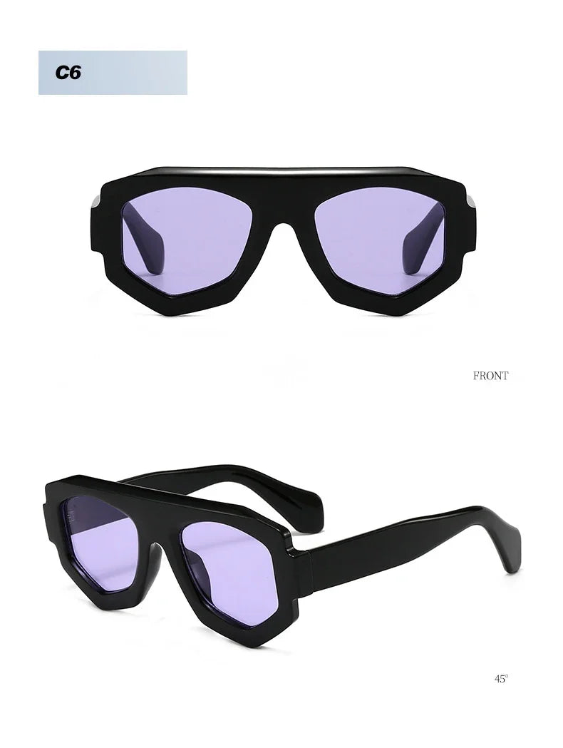 JNPCXI New Fashion Irregular Square Women Sunglasses Shades UV400 Retro Green Men Sun Glasses