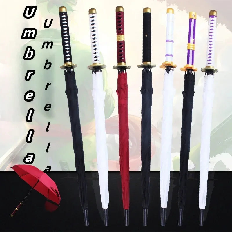 Demon Slayer Sword Umbrella One Piece Roronoa Zoro Katana Umbrella Real Full Size Japanese Anime Long Parasol Home Accessories