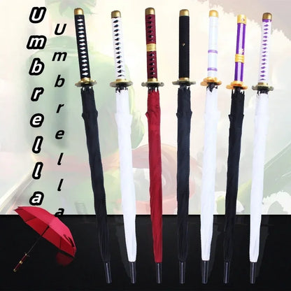 Demon Slayer Sword Umbrella One Piece Roronoa Zoro Katana Umbrella Real Full Size Japanese Anime Long Parasol Home Accessories