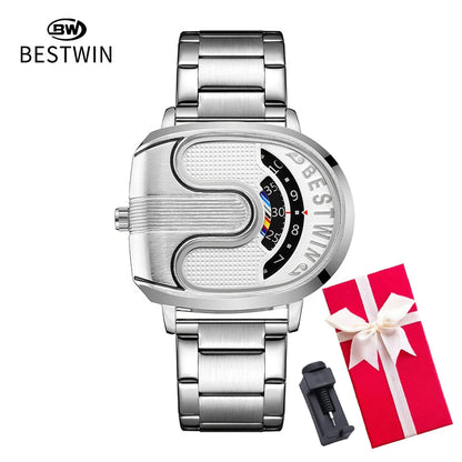 Gold Top Brand Luxury Men Watches Unique Design Stainless Steel Band Golden Dropship relogio masculino High Quality Male