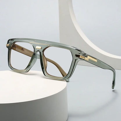 Anti Blue Light Oversized Clear Glasses Brand Designer Square Transparent Green Eyeglasses Large Frame Reading Glasses UV400