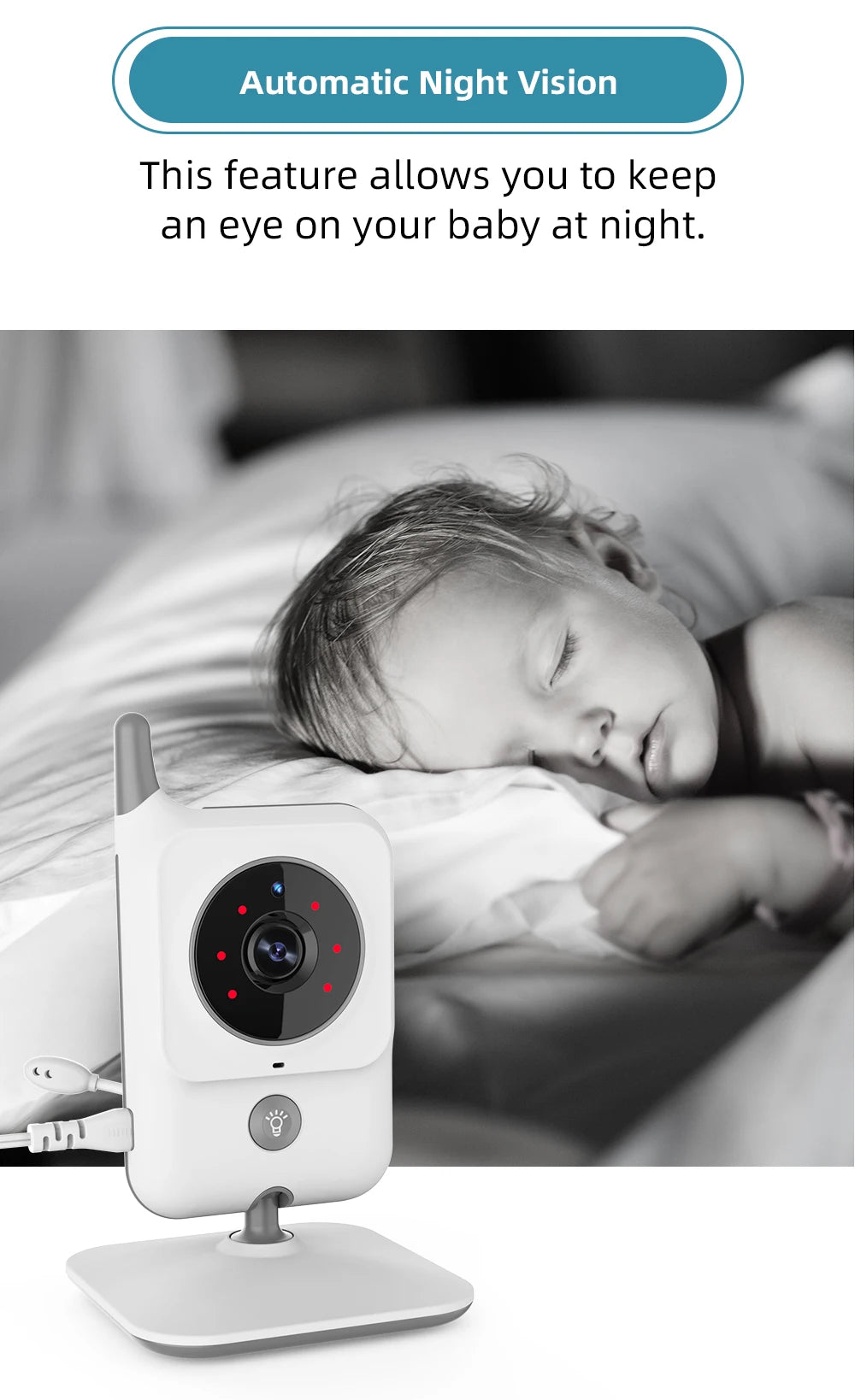 TakTark Video Baby Monitor 3.2 Inch / 2.8 Inch Wireless Security Camera Auto Night Vision Intercom Temperature Monitoring Nanny