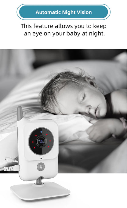 TakTark Video Baby Monitor 3.2 Inch / 2.8 Inch Wireless Security Camera Auto Night Vision Intercom Temperature Monitoring Nanny
