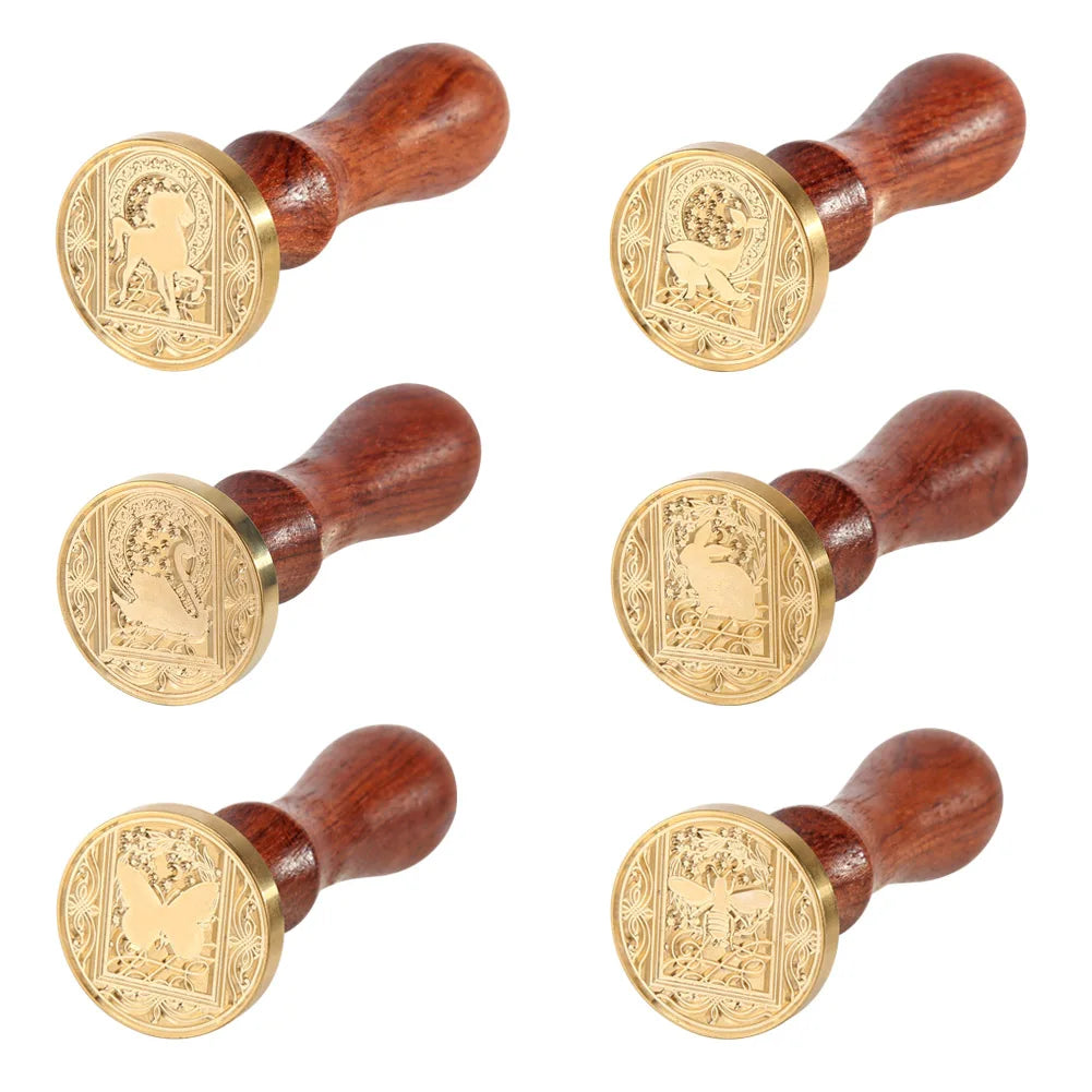 Retro Animal Printed Wax Seal Stamp with Wide Scope of Application Simplicity Fire Painting Stamping Envelope Wedding Card