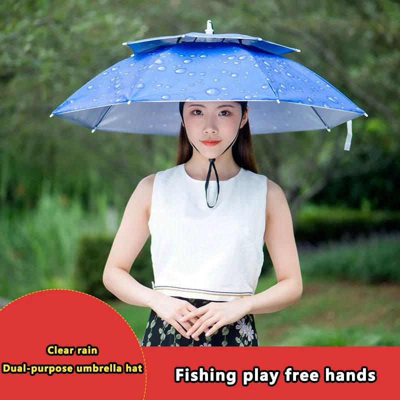 Windproof Umbrella Cap Wearing An Umbrella On The Head Sturdy Men's And Women's Foldable Large Sunshade And Rain Hat Umbrella