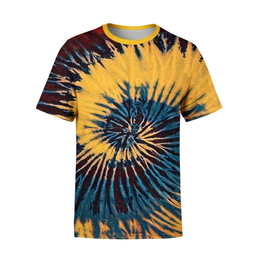 2025 New Tie-dye Pattern 3D Print T-shirt Personality Street Colorful Design T Shirts Men's Fashion Cool Tee
