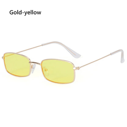 Retro Rectangle Sunglasses Women Brand Designer Small Metal Frame Square Punk Sun Glasses Men Fashion Vintage Oculos De Sol