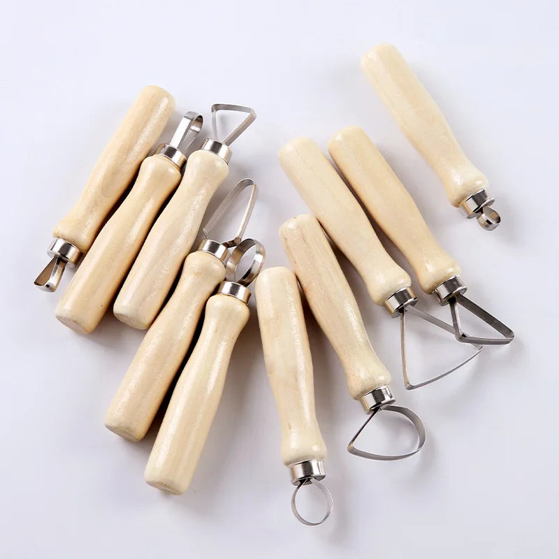 Pottery tools clay clay manual single-head repair round 10-piece stainless steel sharpening knife big head knife