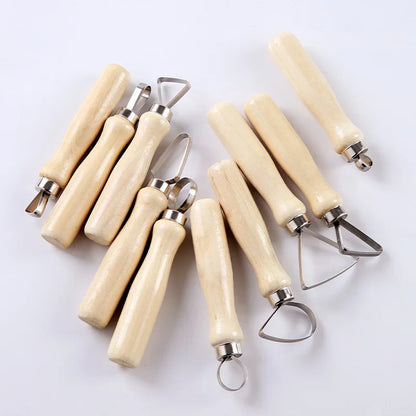 Pottery tools clay clay manual single-head repair round 10-piece stainless steel sharpening knife big head knife