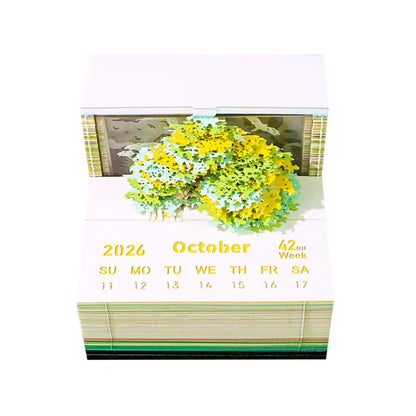 2026 Luminous English Calendar 3D Hand Torn Notebook Paper Carving Treehouse Design Creative Desktop Decoration Ornaments