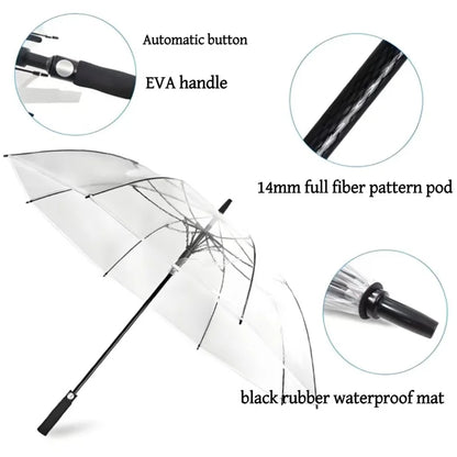Eco-Friendly PVC Transparent Golf Umbrella,Wind-Resistant,Thick and Sturdy Long-Landled,Large-Sized Umbrella