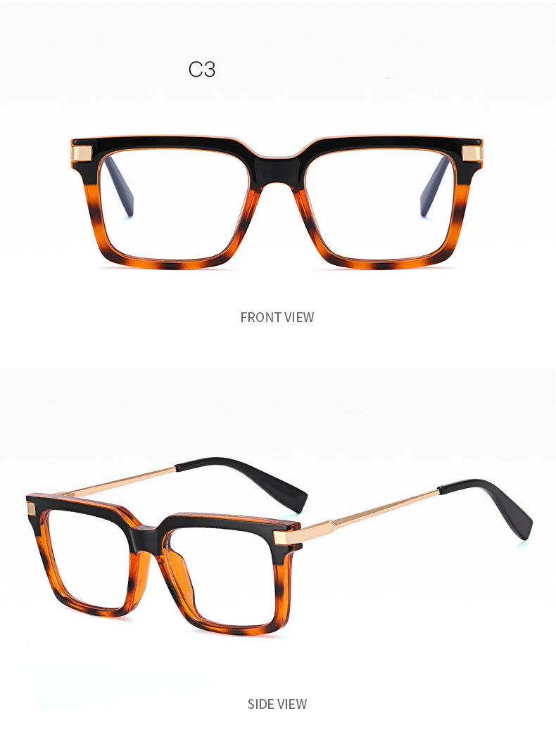 TR90 Men's Square Glasses Metal Frame Anti Blue Light Oversized Reading Glasses New Double Colors Women's Presbyopic Glasses