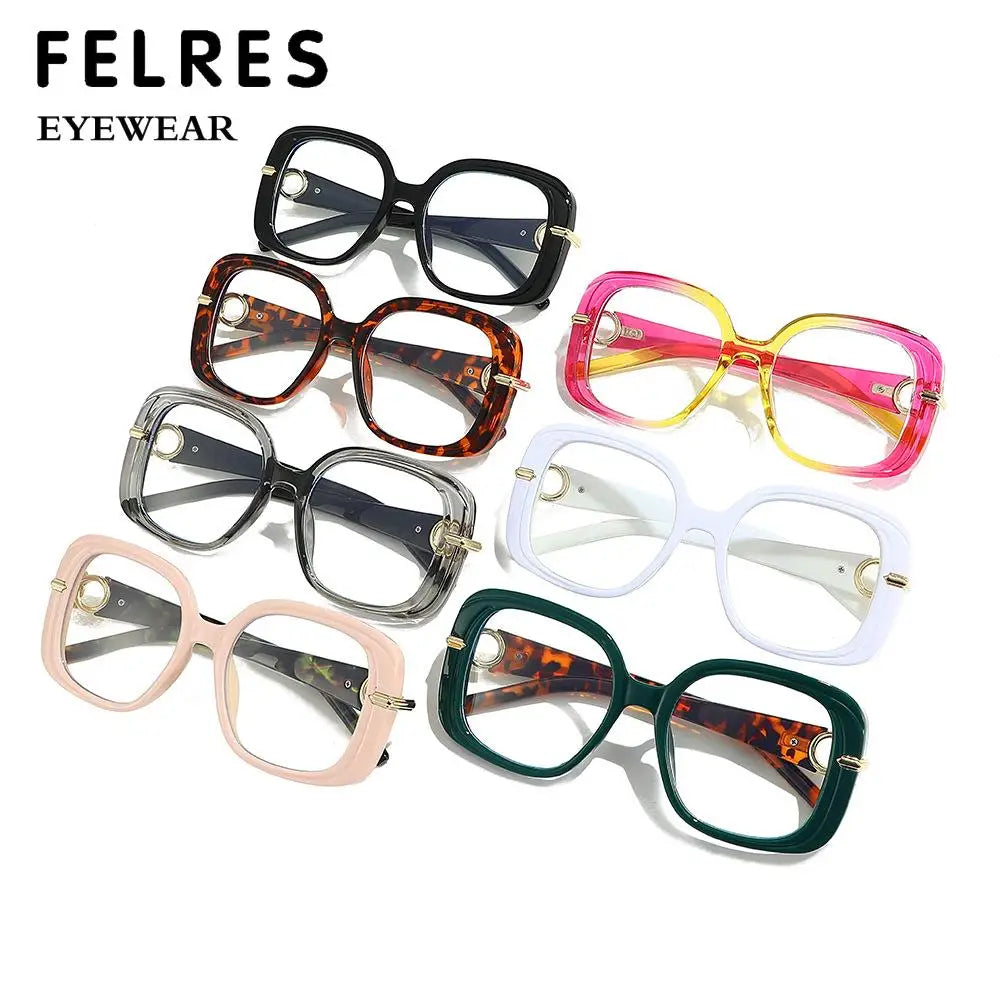 Square Large Anti Blue Light Reading Glasses Women Clear Lens Glasses Frames Finished Prescription Glasses Customized Diopter