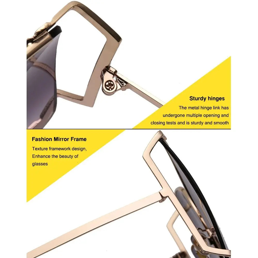 UV Protection Oversized Sunglasses Street Shooting Colorful Metal Hollowing Shades Trendy Pearl Design Sun Glasses