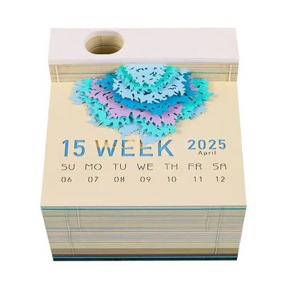 3D Treehouse Calendar Art Paper Sculpture Memo Pad Desktop Crafts Souvenirs Paper Carvings Sticky Notes Gifts Office Ornament