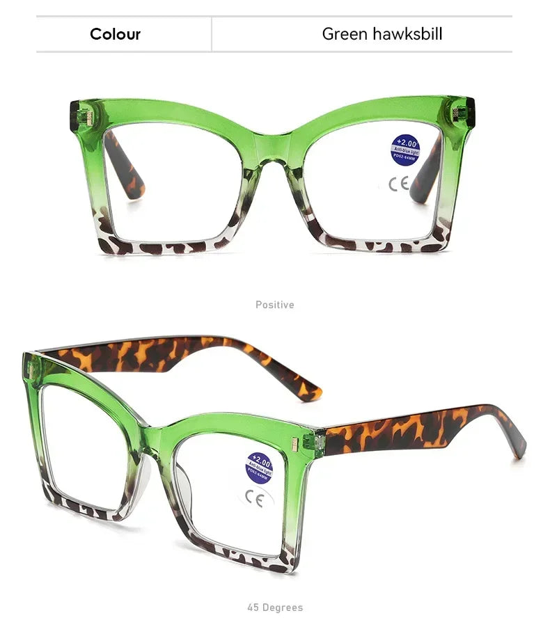 2025 New Style Reading Glasses for Women Fashion Men Oversized Square Prescription Glasses Large Frame Anti-blue Presbyopia