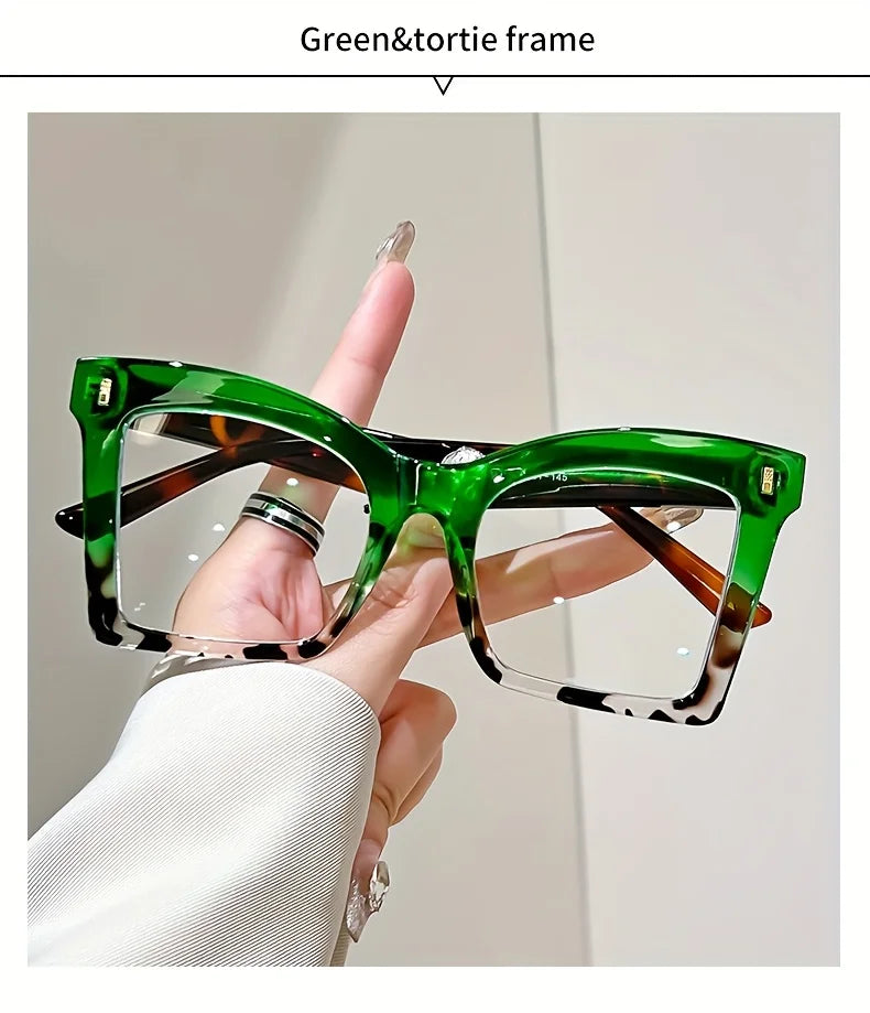 Elegant Full Rim Square Reading Glasses for Women, PC Frame, Clear Les, Magnification  1.0 to  4.0, Fashion Reading Glasses