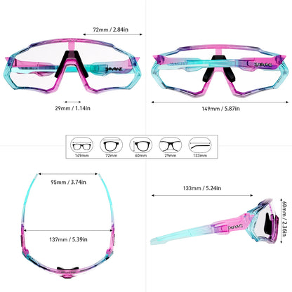 Kapvoe New Outdoor Photochromic Cycling Sunglasses Men Women Road Mountain Bike Bicycle Cycling Glasses Sport Running Eyewear