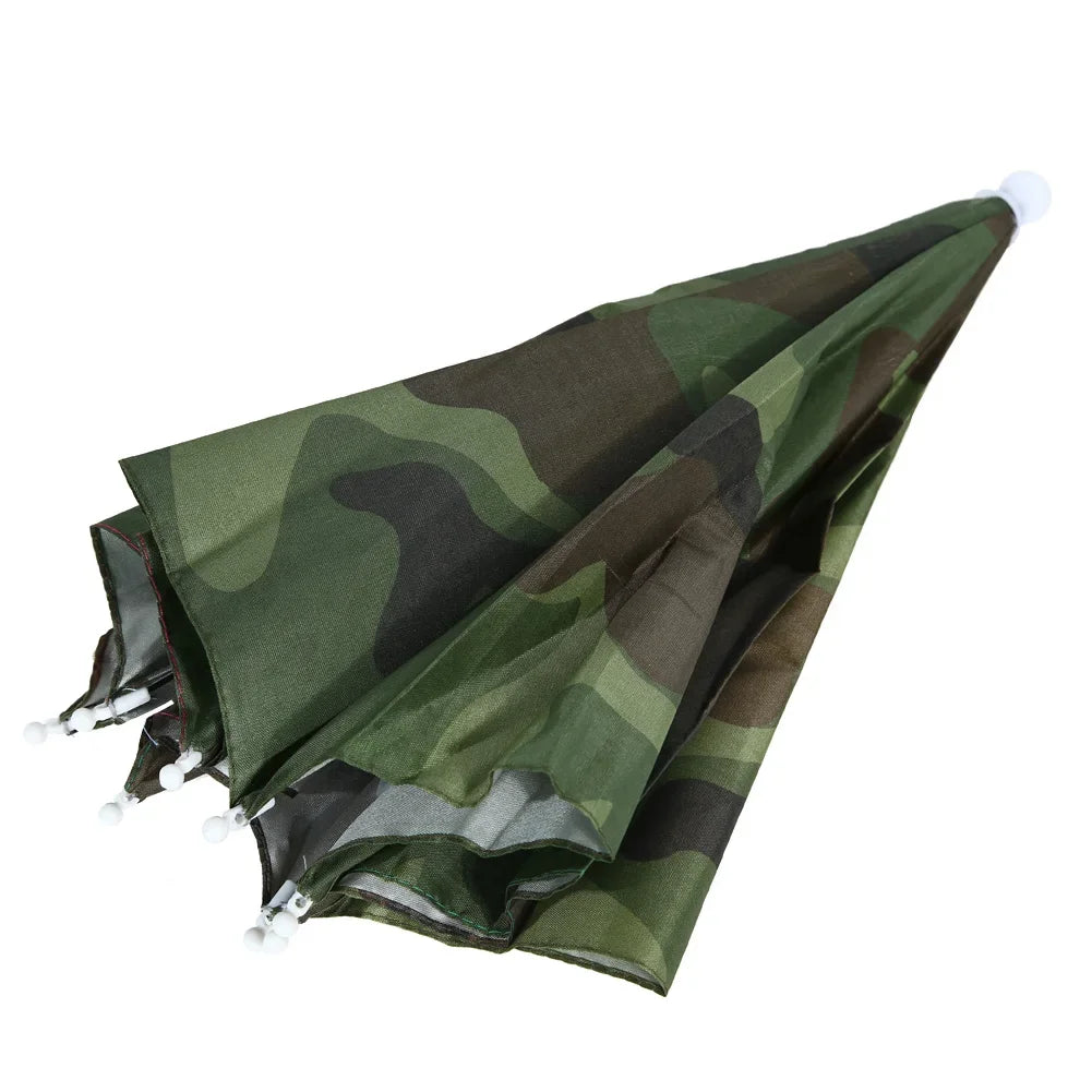 55cm Foldable Rain Umbrella Hat Army Green Outdoor Pesca Sun Shade Waterproof Camping Fishing Headwear Cap Beach Head Hats