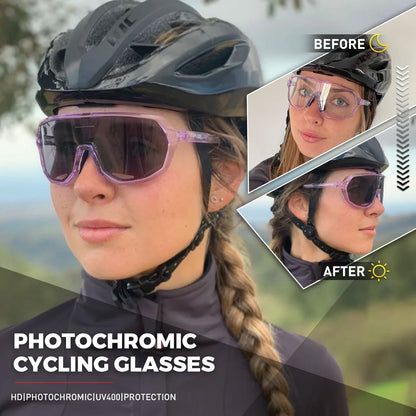 KAPVOE Photochromic Cycling Glasses Sports Sunglasses for Men Women UV400 Protection Bicycle MTB Mountain Bike Sunglasses