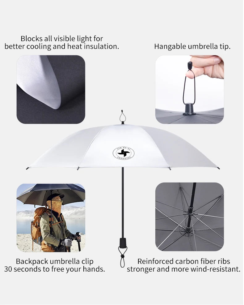 Hiking Umbrella Ultralight Outdoor trekkin long umbrella hands-free UV protection Umbrella Clip for Backpacks Sun & Rain Outdoor
