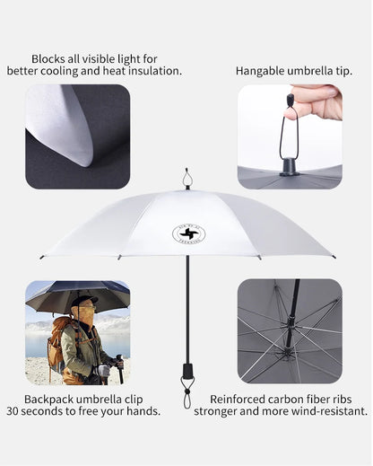 Hiking Umbrella Ultralight Outdoor trekkin long umbrella hands-free UV protection Umbrella Clip for Backpacks Sun & Rain Outdoor