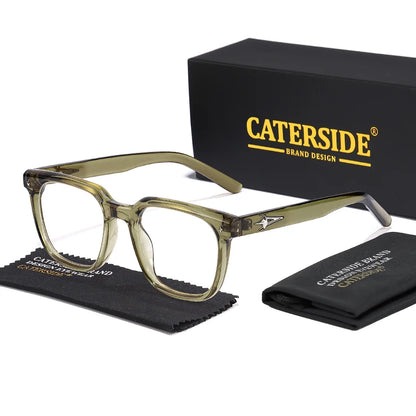 CATERSIDE Anti Blue Light Glasses Men Brand Design TR90 Square Frames Eyewear Women Business Minimalist Fashion Transparent Lens
