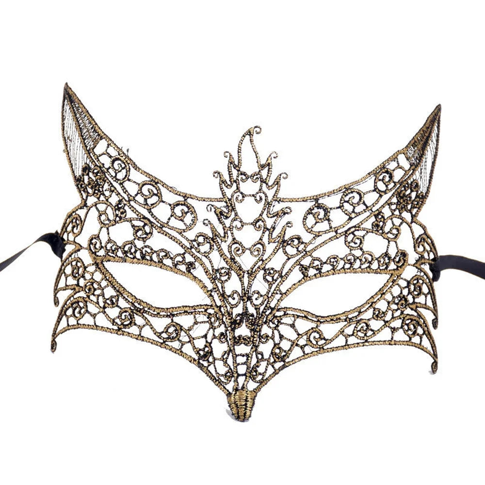 Gold Lace Venetian Cutout Eye Mask Ladies Lace Masquerade Party Masques for Carnival Gras Masque Halloween Masks Prom Supplies