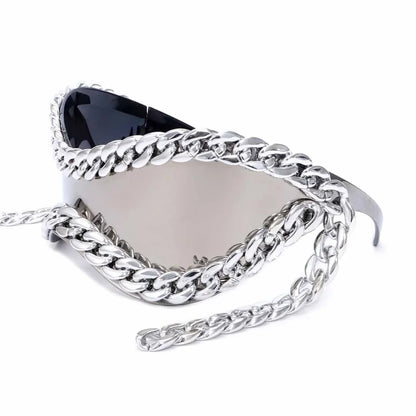 Luxury designer Trendy Metal Chain Frame Women Sunglasses 2000s All Matching Cool SunGlasses UV400 Lenses Eyewear Punk glasses