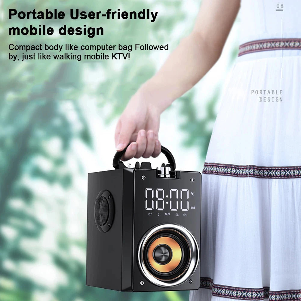Wooden Super Bass Wireless Bluetooth Speakers Portable High Power Stereo Subwoofer Music Center Support TF FM Radio HIFI BoomBox