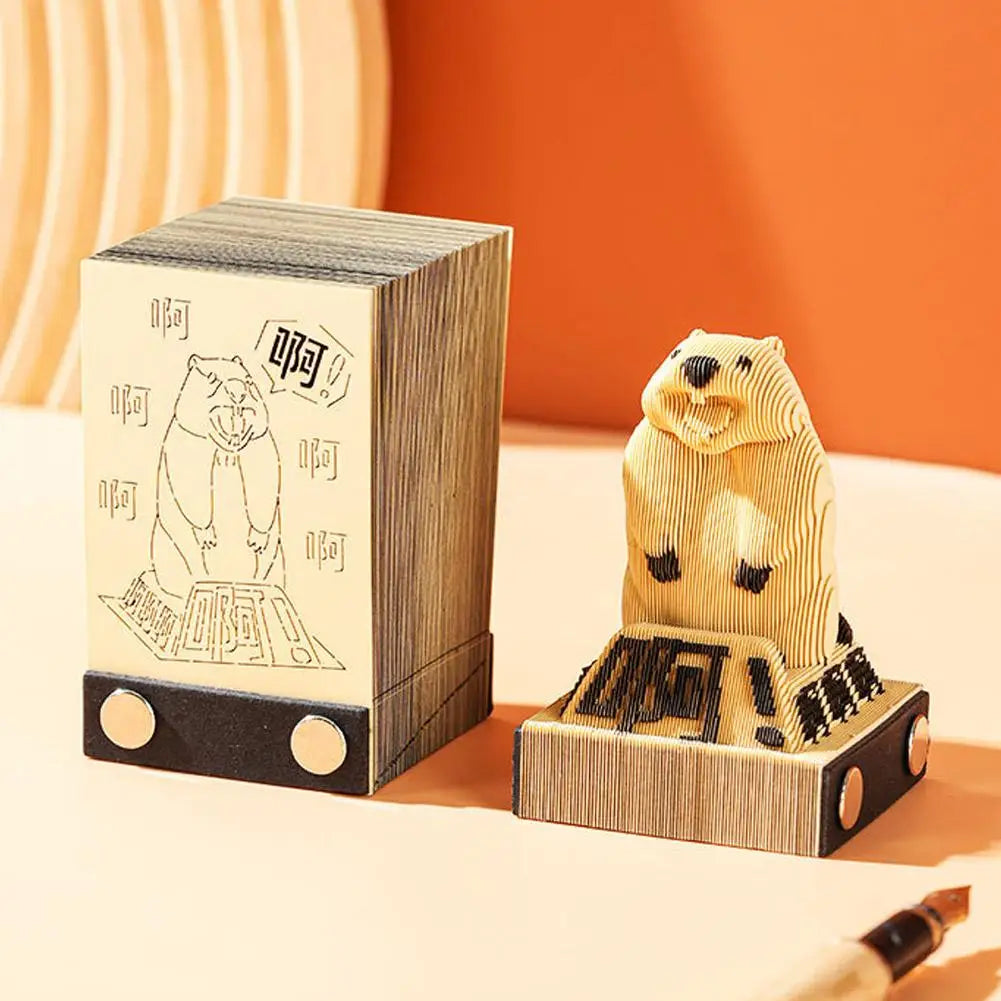 2026 Year Calendar Creative 3D Paper Notes Notepad Gift Carving Bunny Bear Calendar Paper House Shark Art Cute Sculpture C9O7
