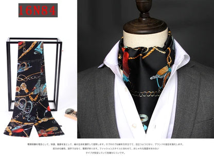 Business Scarf Hangzhou Silk Men's Scarf Long Scarf Double-Sided Trendy British European American Style Autumn Winter