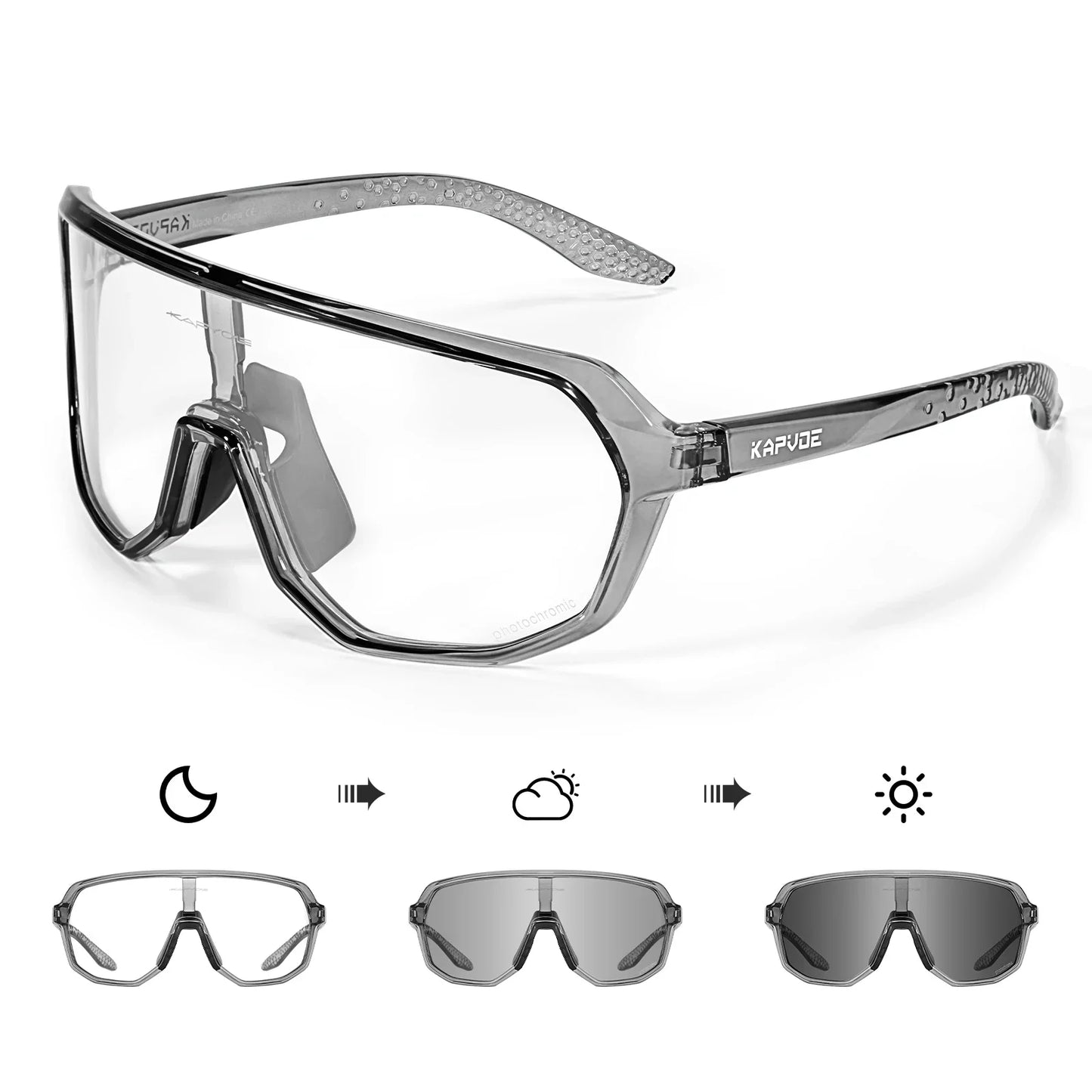 KAPVOE Photochromic Cycling Glasses Sports Sunglasses for Men Women UV400 Protection Bicycle MTB Mountain Bike Sunglasses