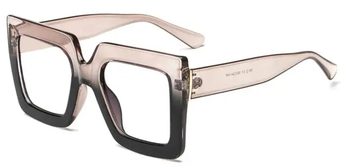 Farsightedness Glasses Transparent Computer Anti Blue Light Reading Glasses Men Women Two Tone Big Square Eyeglasses Frame Retro
